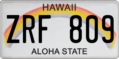 HI license plate ZRF809