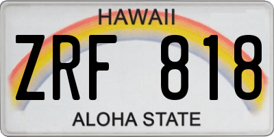 HI license plate ZRF818