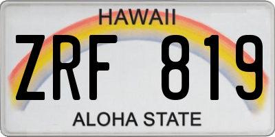 HI license plate ZRF819