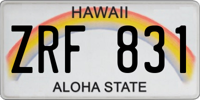 HI license plate ZRF831