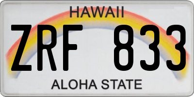 HI license plate ZRF833