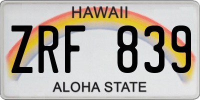 HI license plate ZRF839