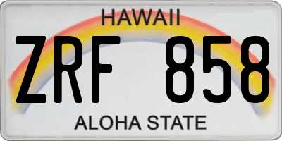 HI license plate ZRF858
