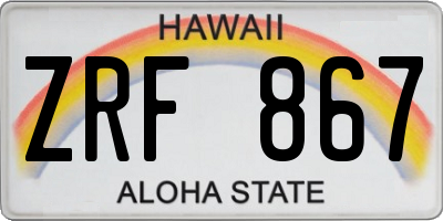 HI license plate ZRF867
