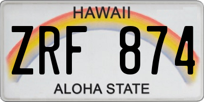HI license plate ZRF874