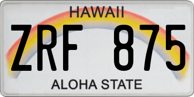 HI license plate ZRF875