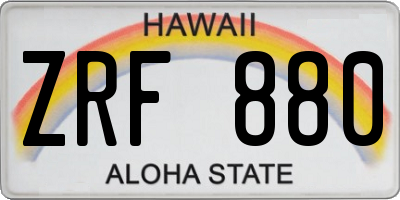 HI license plate ZRF880