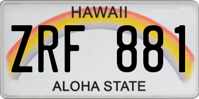HI license plate ZRF881