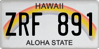 HI license plate ZRF891