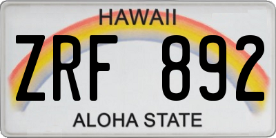 HI license plate ZRF892