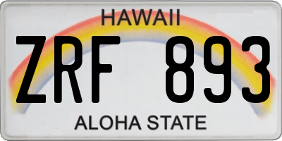 HI license plate ZRF893
