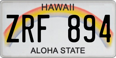 HI license plate ZRF894