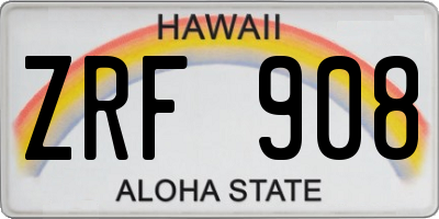 HI license plate ZRF908