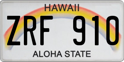 HI license plate ZRF910