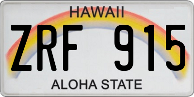HI license plate ZRF915