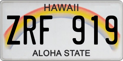 HI license plate ZRF919
