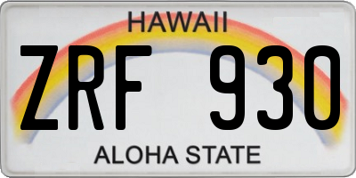 HI license plate ZRF930