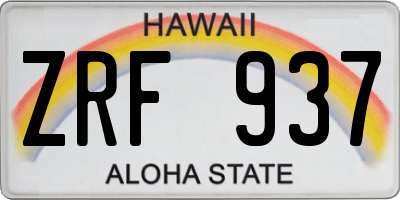 HI license plate ZRF937