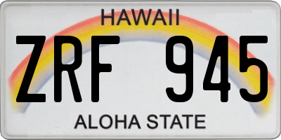 HI license plate ZRF945