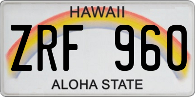 HI license plate ZRF960
