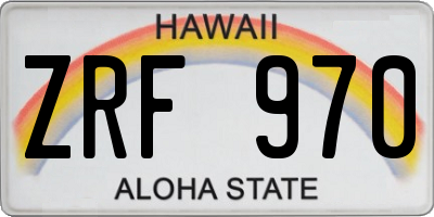 HI license plate ZRF970