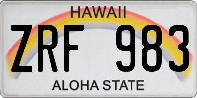 HI license plate ZRF983