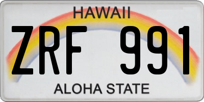 HI license plate ZRF991