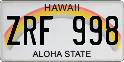 HI license plate ZRF998