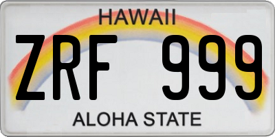 HI license plate ZRF999