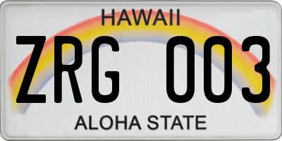 HI license plate ZRG003