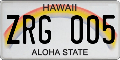 HI license plate ZRG005