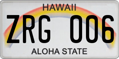 HI license plate ZRG006