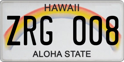 HI license plate ZRG008