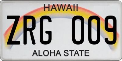 HI license plate ZRG009