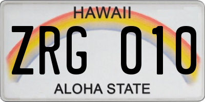 HI license plate ZRG010