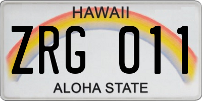 HI license plate ZRG011