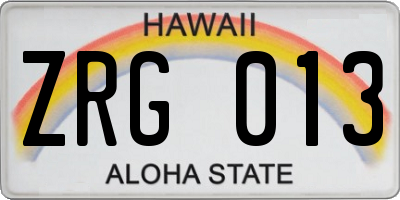 HI license plate ZRG013