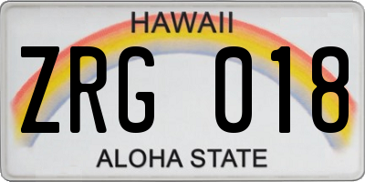 HI license plate ZRG018