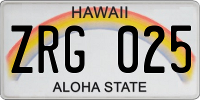 HI license plate ZRG025