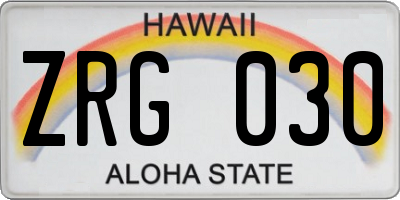 HI license plate ZRG030