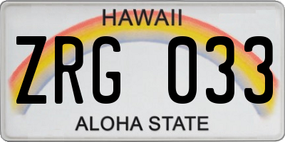HI license plate ZRG033