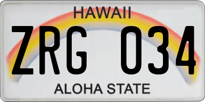 HI license plate ZRG034