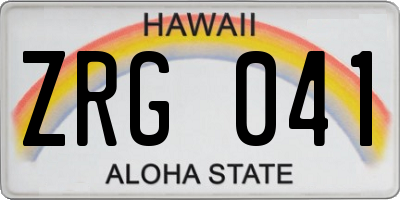 HI license plate ZRG041