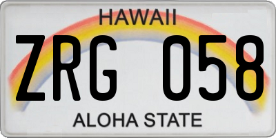 HI license plate ZRG058