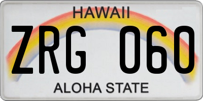HI license plate ZRG060