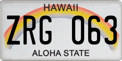 HI license plate ZRG063