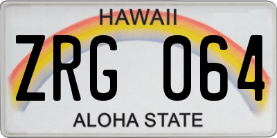 HI license plate ZRG064