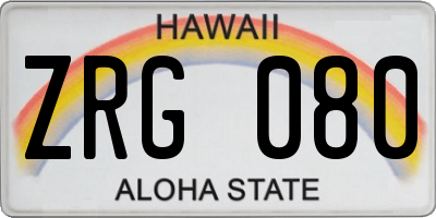 HI license plate ZRG080