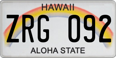 HI license plate ZRG092