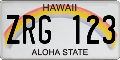 HI license plate ZRG123